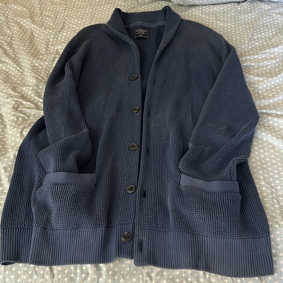 Abercrombie & Fitch - Navy Knit Long Sleeve Cardigan Sweater - Picture 5 of 6